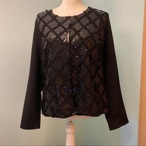 CEBER Black Sequined Jacket, Long Sleeve, EU Size 46, US Size 12